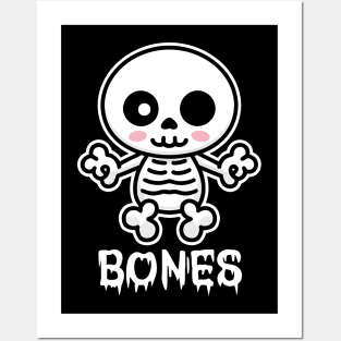 Cute Kawaii skeleton bones Posters and Art